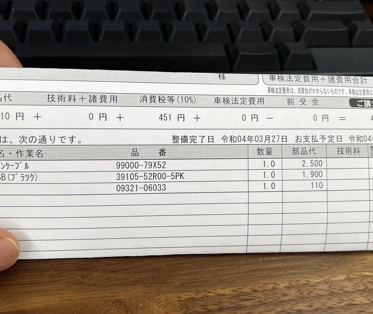 スズキディーラーの1ヶ月点検レポートフォグランプに注目された話 - 画像1