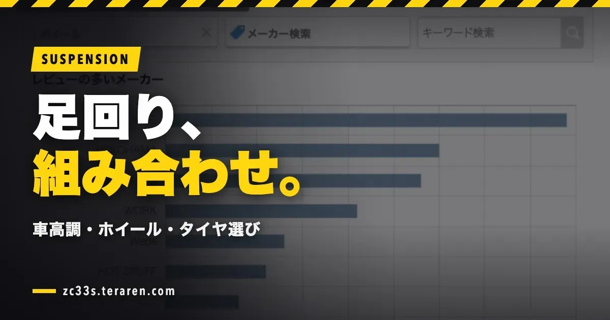 ZC33Sの足回り選び完全ガイド！車高調・ホイール・タイヤの組み合わせ